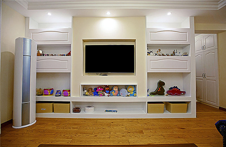 多功能美式背景墙收纳效果图