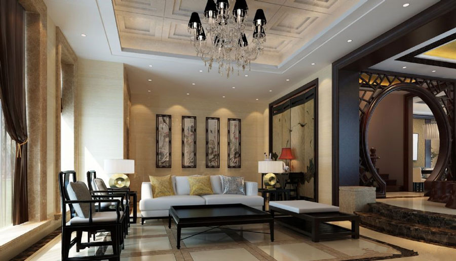 格调雅致新中式风格客厅软装装饰效果图