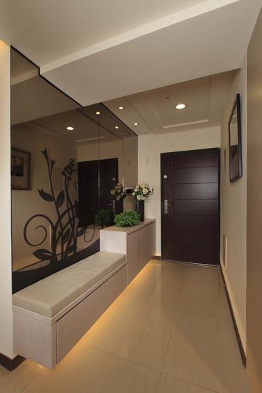 现代设计 玄关镜面背景墙效果图