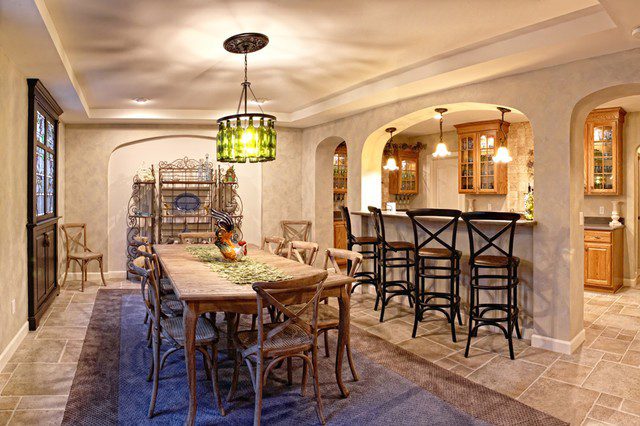 复古简欧别墅餐厨房隔断设计