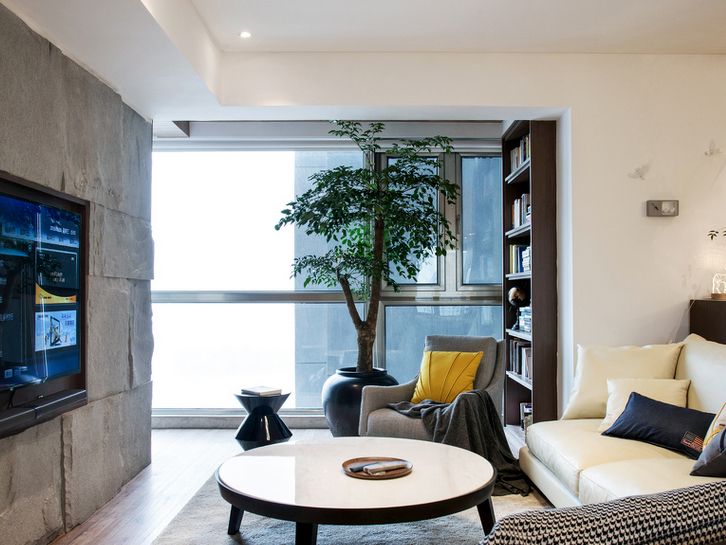 现代时尚小户型阳台落地窗装修效果图