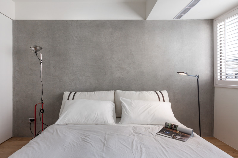 简约卧室水泥背景墙装饰图 - 效果图