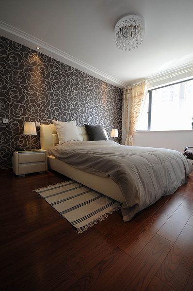 奢华现代风卧室床头背景墙效果图