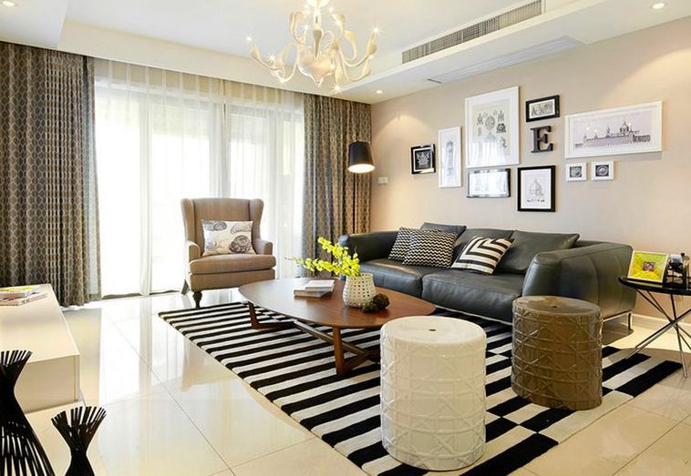 时尚现代简约风客厅照片墙效果图