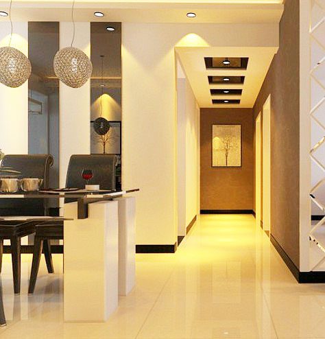 都市现代风餐厅过道吊顶效果图