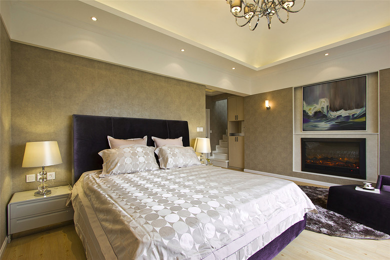 现代欧式混搭卧室相片墙效果图