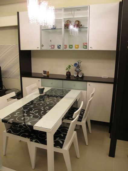 时尚现代餐厅黑白桌椅装饰 - 效果图