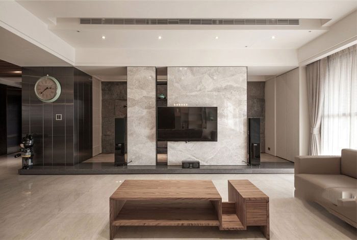 简约现代客厅电视背景墙设计 - 效果图