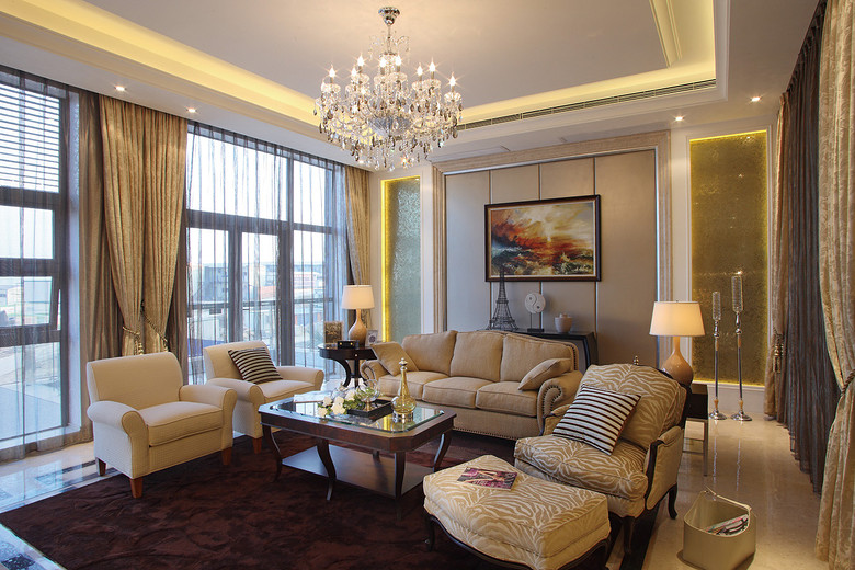 现代简约欧式客厅效果图