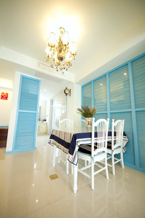 蓝色地中海风格餐厅装修效果图