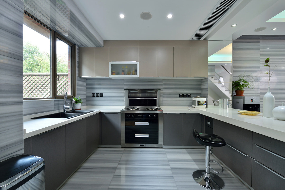 后现代时尚灰厨房设计 后现代时尚灰厨房设计