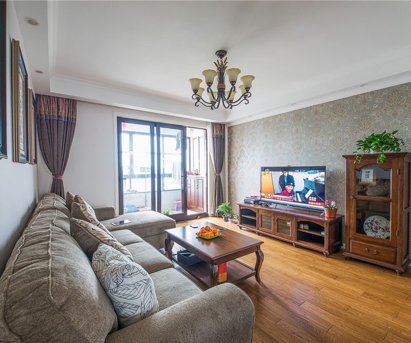 简约美式风格客厅电视背景墙设计效果图