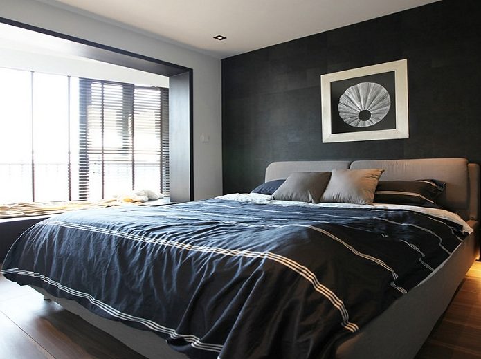 素色简约现代卧室飘窗装修设计图 - 效果图