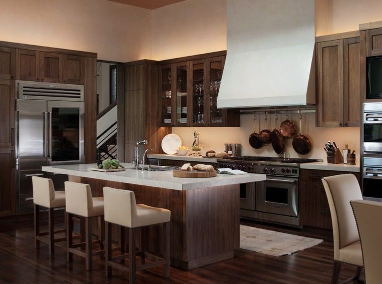 典雅乡村美式 开放式厨房带中岛设计 - 效果图