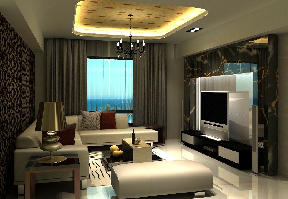 简欧现代混搭客厅整体效果图