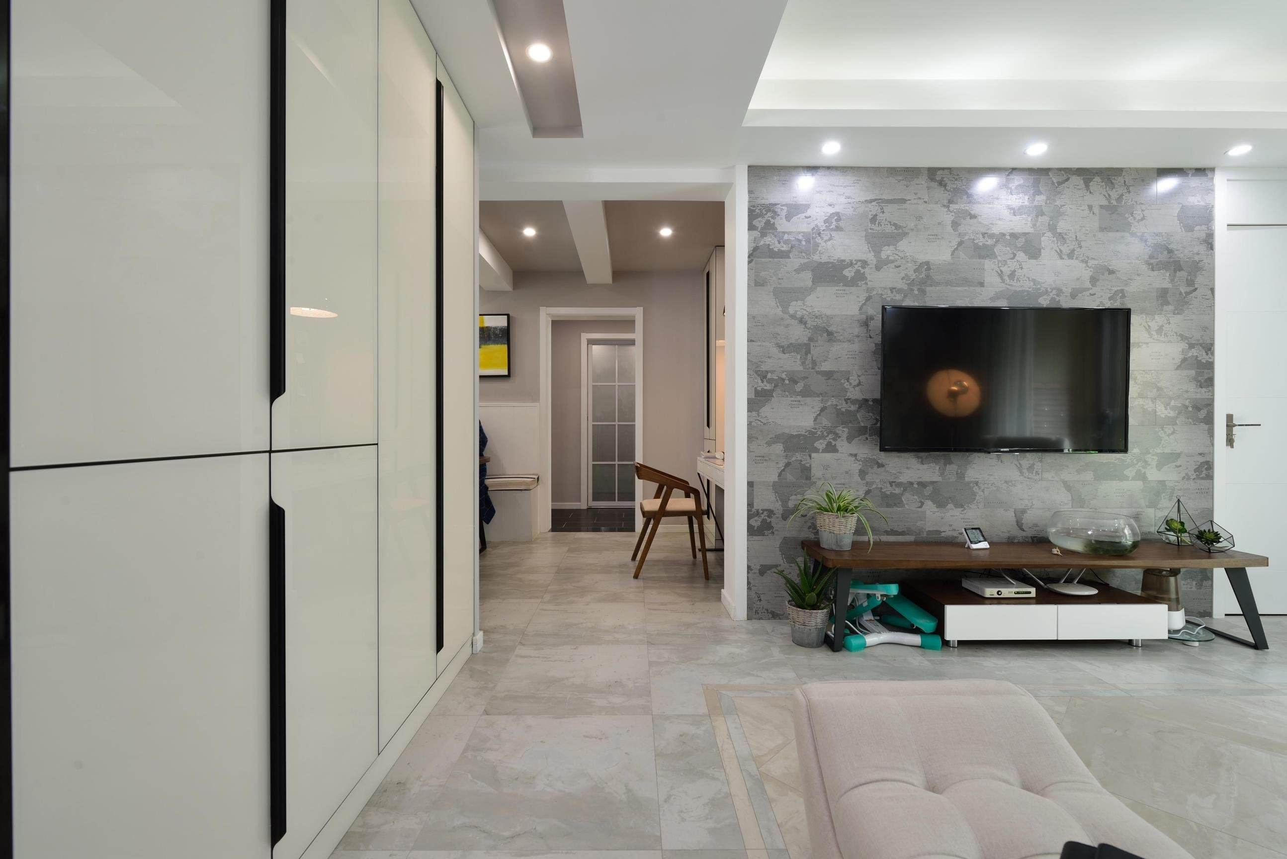 文艺现代混搭电视背景墙效果图 文艺现代混搭电视背景墙效果图