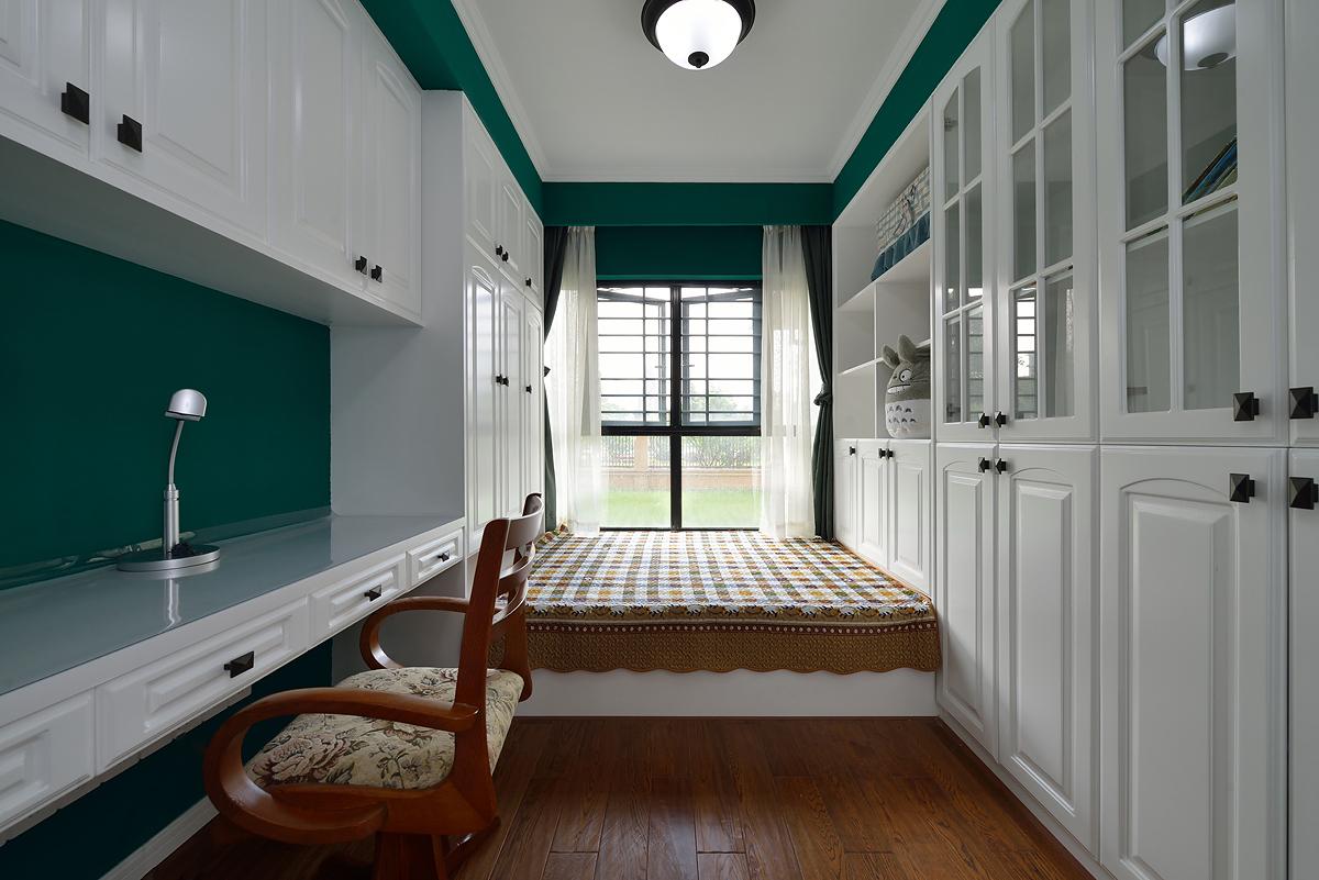 清新自然美式乡村风格书房地台设计装修图 - 效果图