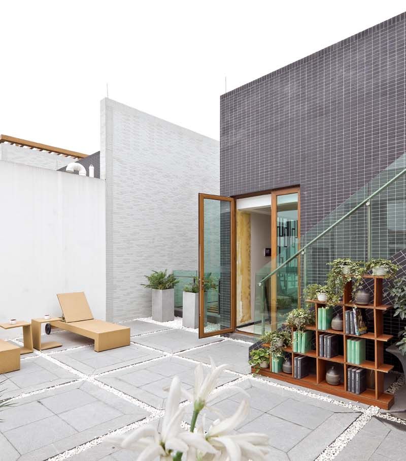 简约新中式风格别墅阳台花园设计效果图