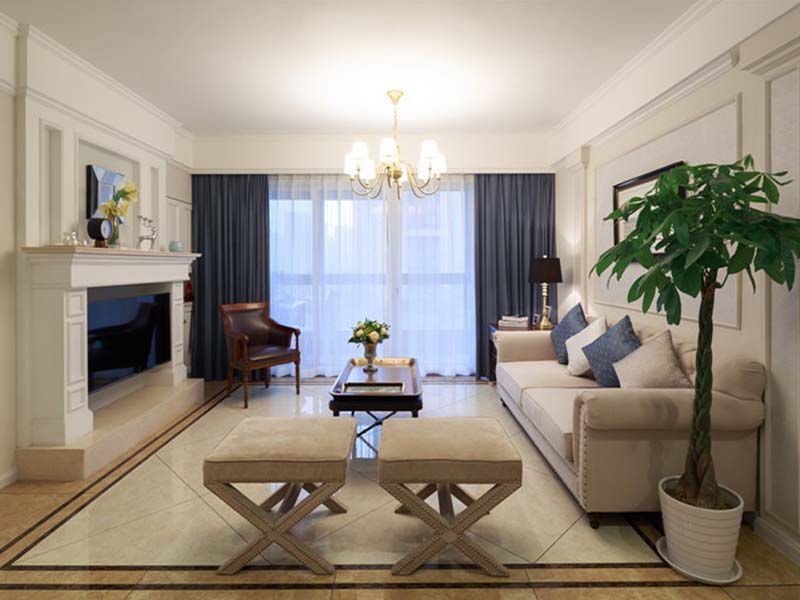 简洁明亮三居室之客厅软装效果图