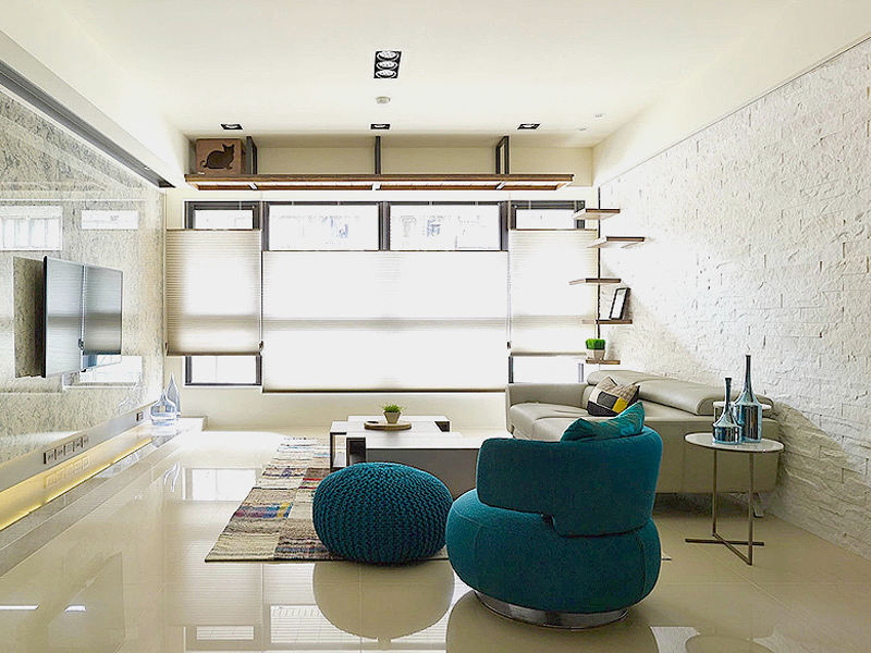 清爽简约现代风格客厅效果图