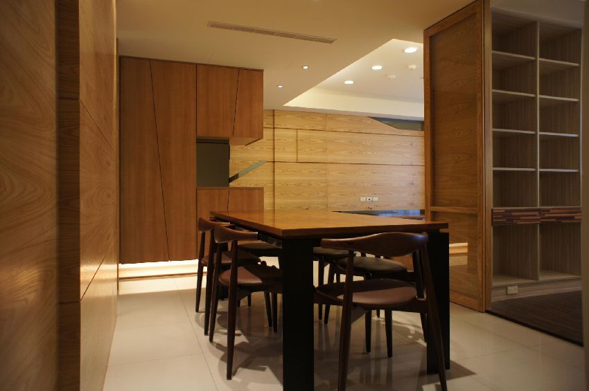 原木日式装修风格餐厅布置图 - 效果图