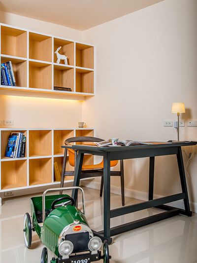 清新自然北欧小二居书柜效果图