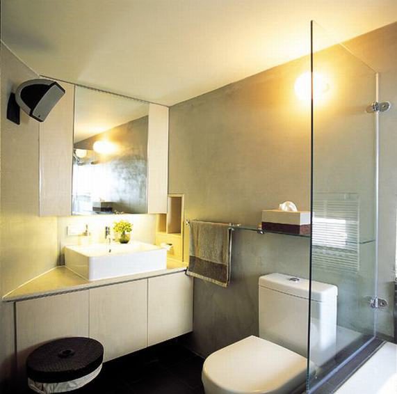 灰白现代简约卫生间图 - 效果图