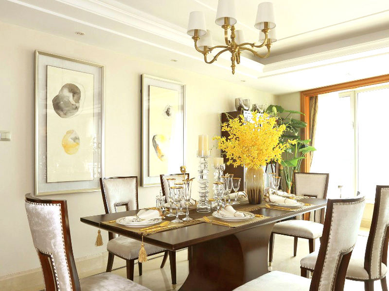 时尚简欧餐厅背景墙装修效果图