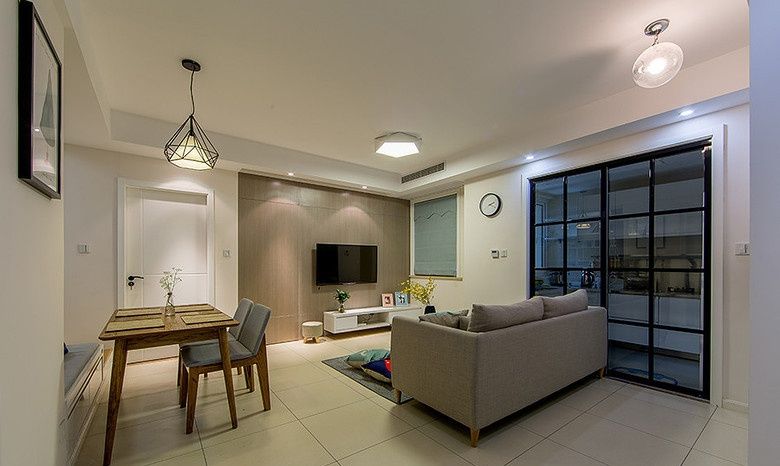 简约北欧小户型客餐厅一体效果图