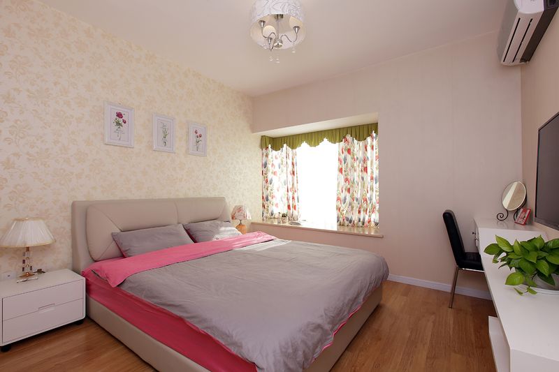 小清新简约田园风卧室背景墙效果图