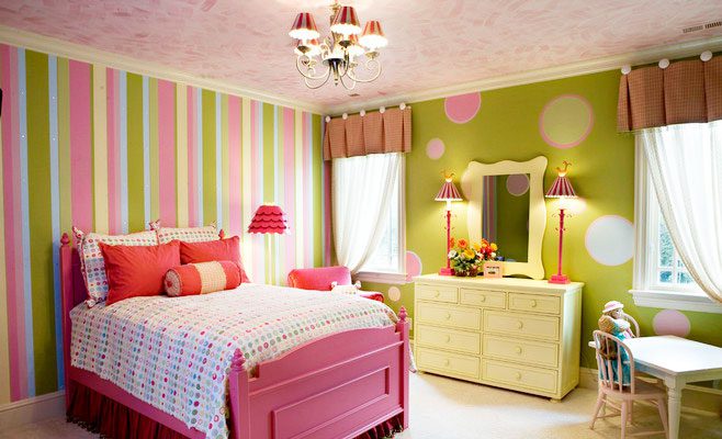 甜美撞色简欧风儿童房效果图