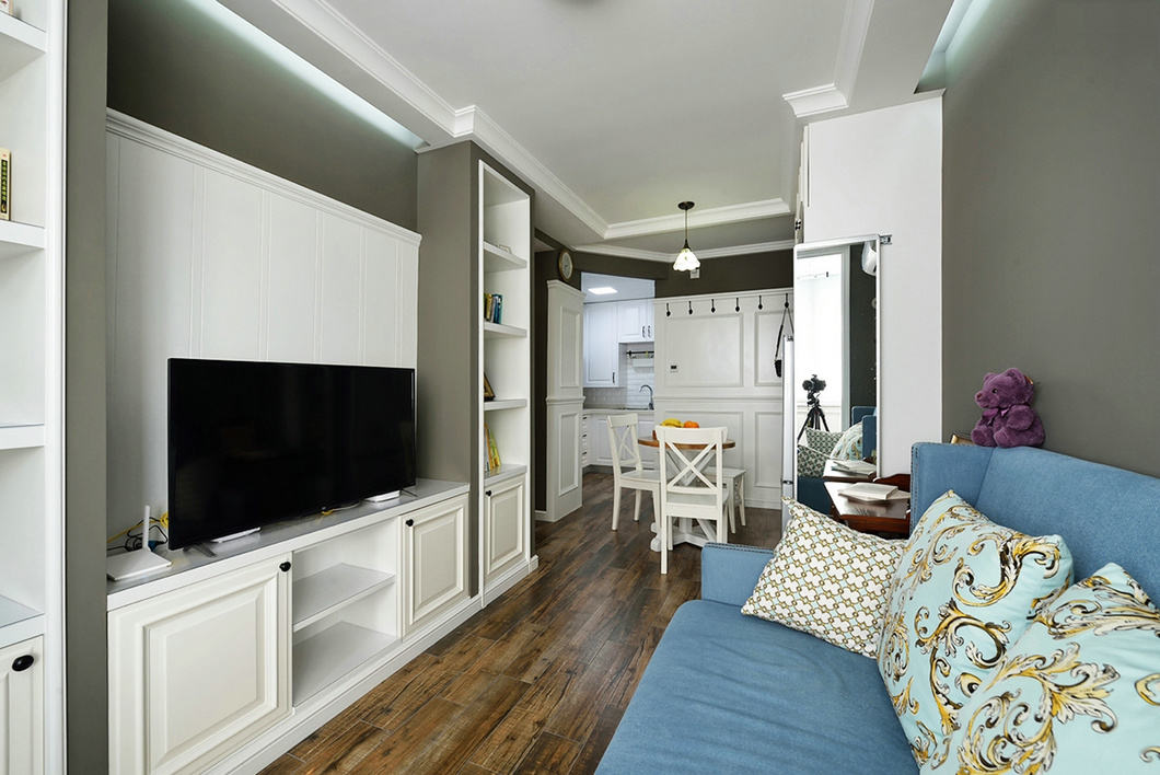 美式设计一居室餐客厅设计效果图