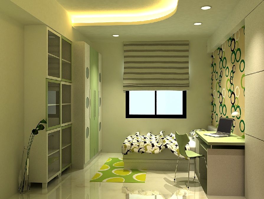 绿色小清新次卧效果图 绿色小清新次卧效果图