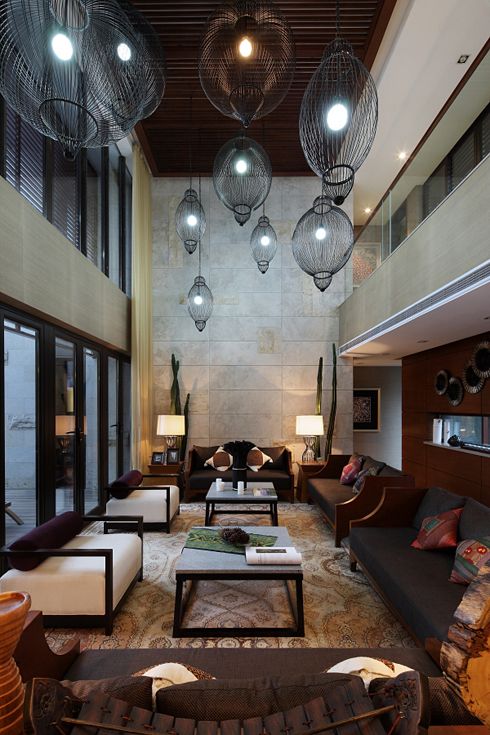 大气雅致中式复古风挑高客厅吊顶效果图 大气雅致中式复古风挑高客厅吊顶效果图