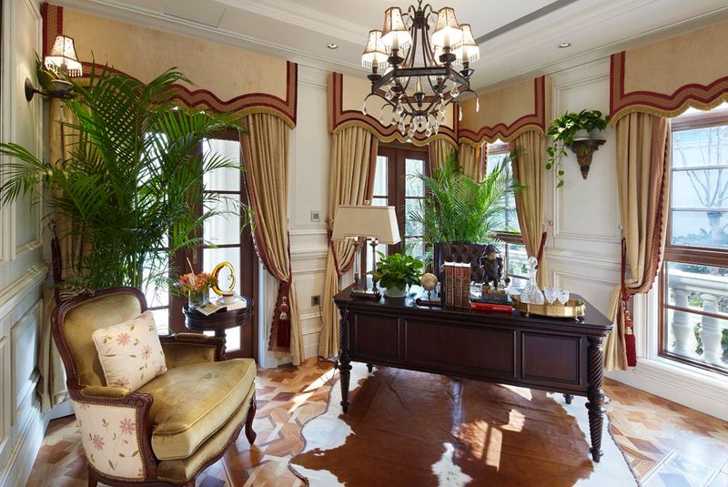 豪华欧式风格别墅室内书房窗户设计欣赏图 - 效果图