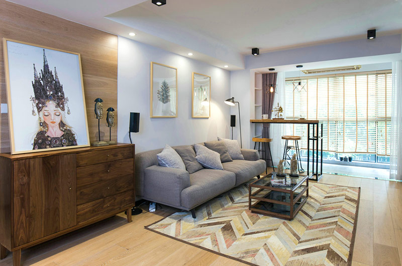 北欧朴素风客厅摆放柜装饰 - 效果图