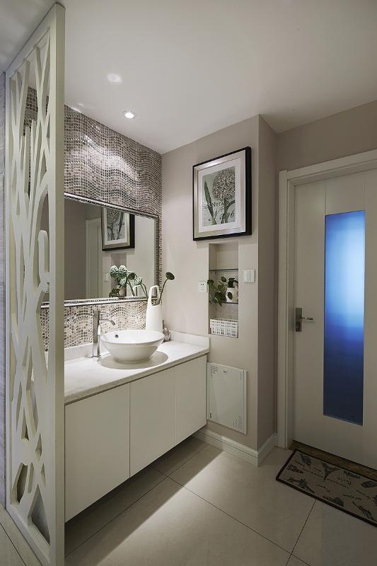 现代简约家居洗手台马赛克背景墙装饰图 现代简约家居洗手台马赛克背景墙装饰图