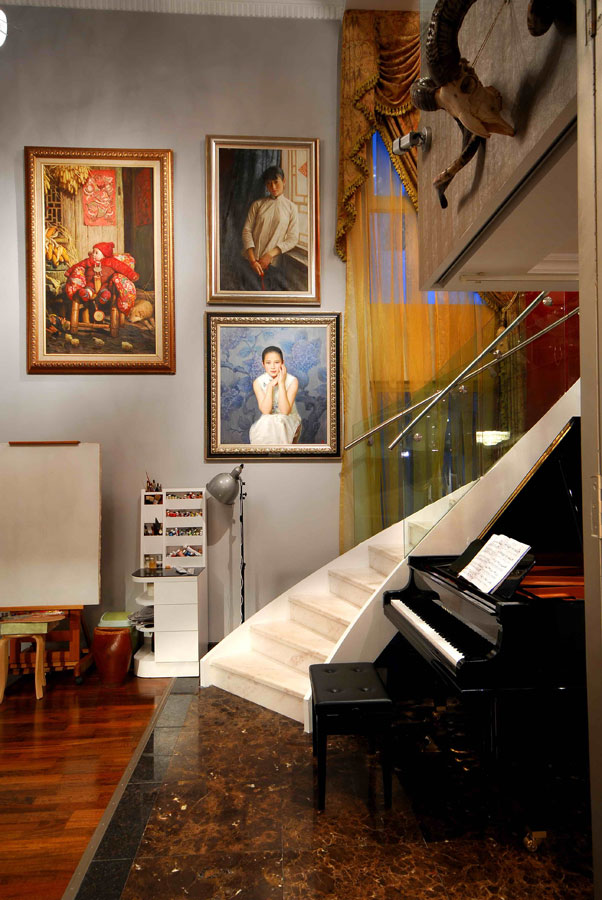 怀旧时尚混搭复式楼梯设计效果图