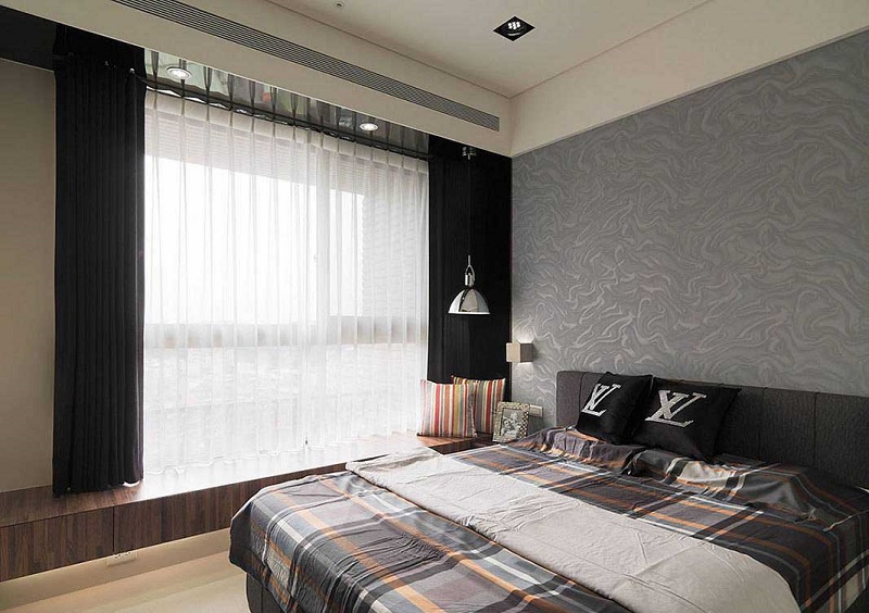 摩登现代风格卧室床头背景墙设计图