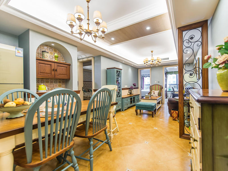 浪漫美式乡村客厅餐厅装饰设计效果图 浪漫美式乡村客厅餐厅装饰设计效果图