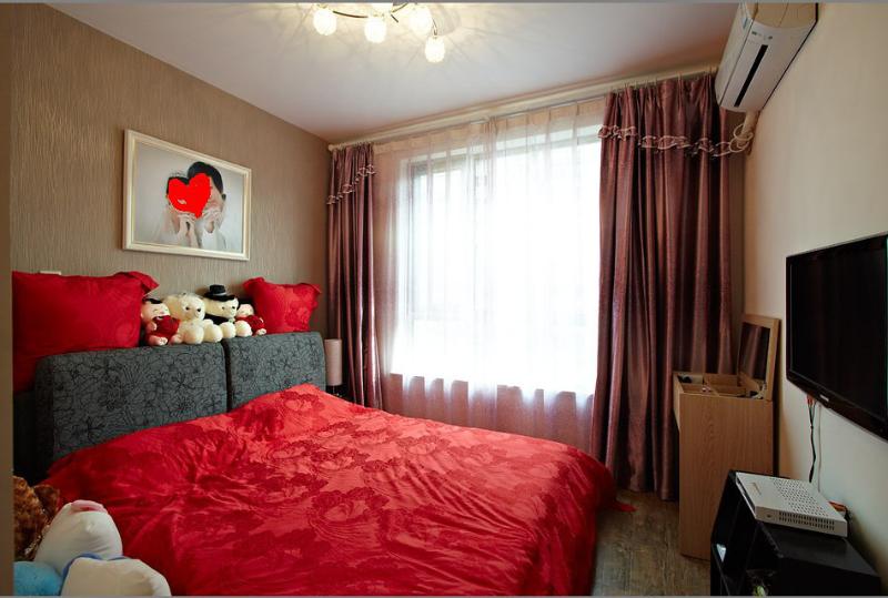 现代婚房卧室床上用品装饰图 - 效果图