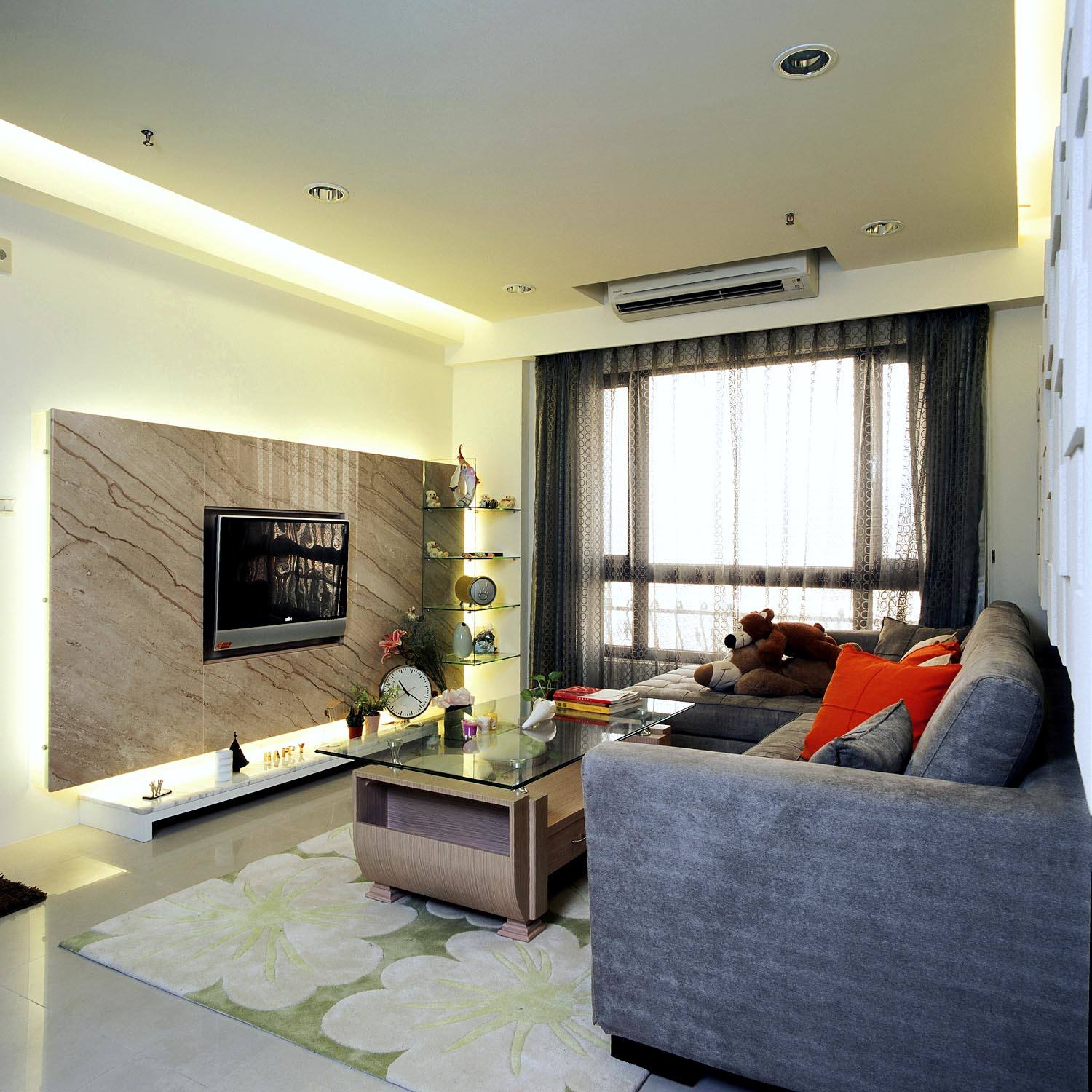 现代简约客厅微晶石电视背景墙图片