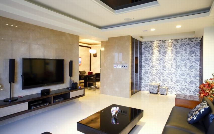 现代家居玄关印花墙纸装饰图 - 效果图