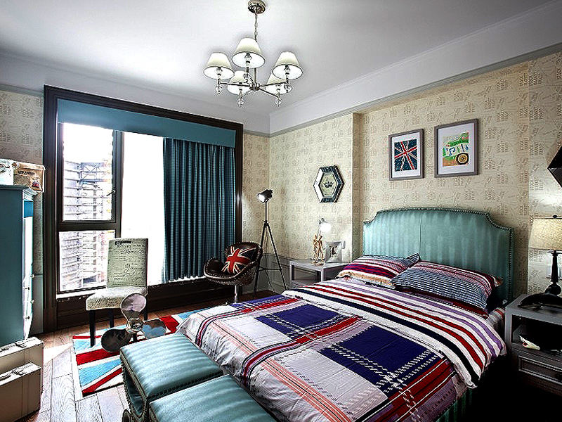 经典美式地中海混搭主卧效果图