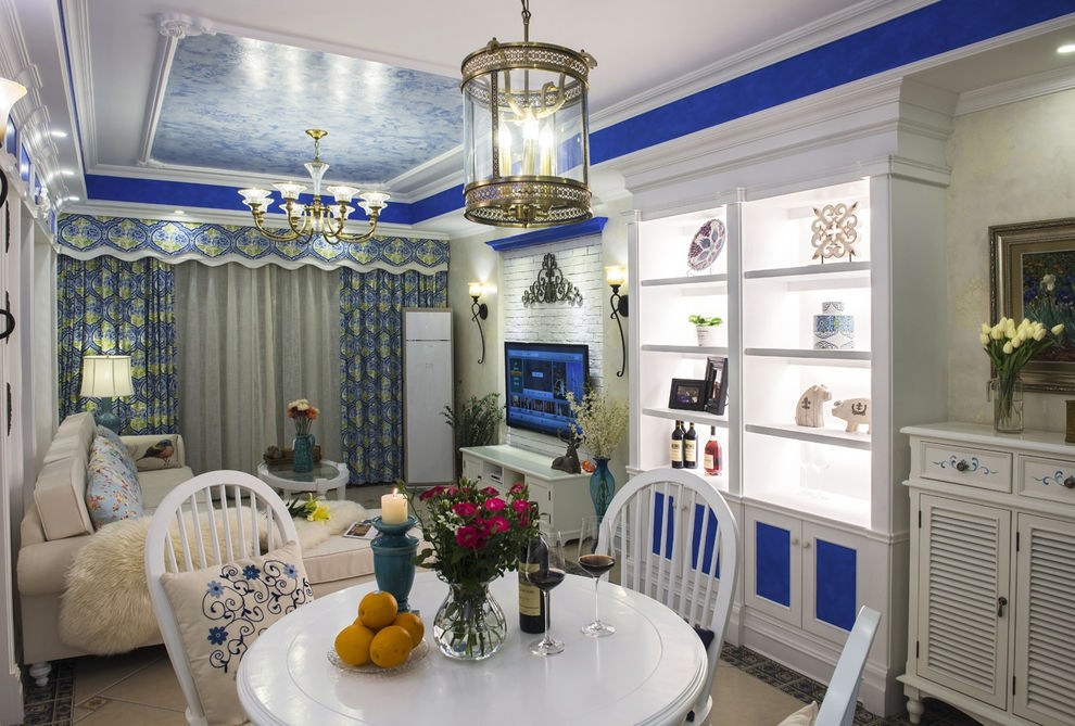 家装室内蓝白地中海风格装修美图欣赏 - 效果图