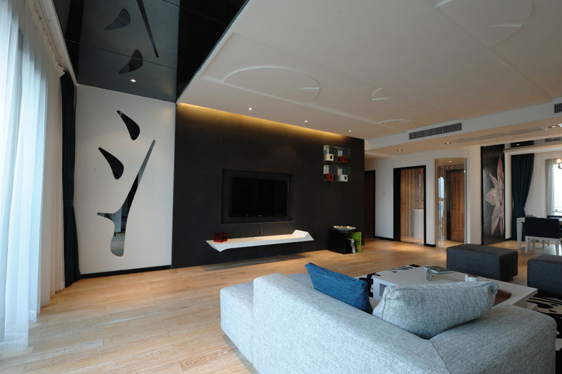 时尚摩登现代简中式客厅电视背景墙