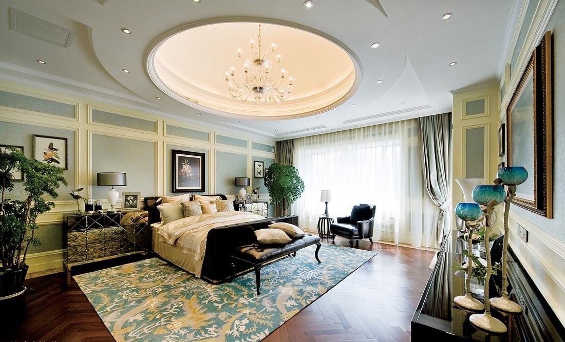 时尚大气豪华欧式风格卧室圆形吊顶效果图