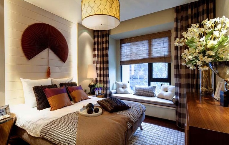 现代复古混搭卧室背景墙图片 - 效果图