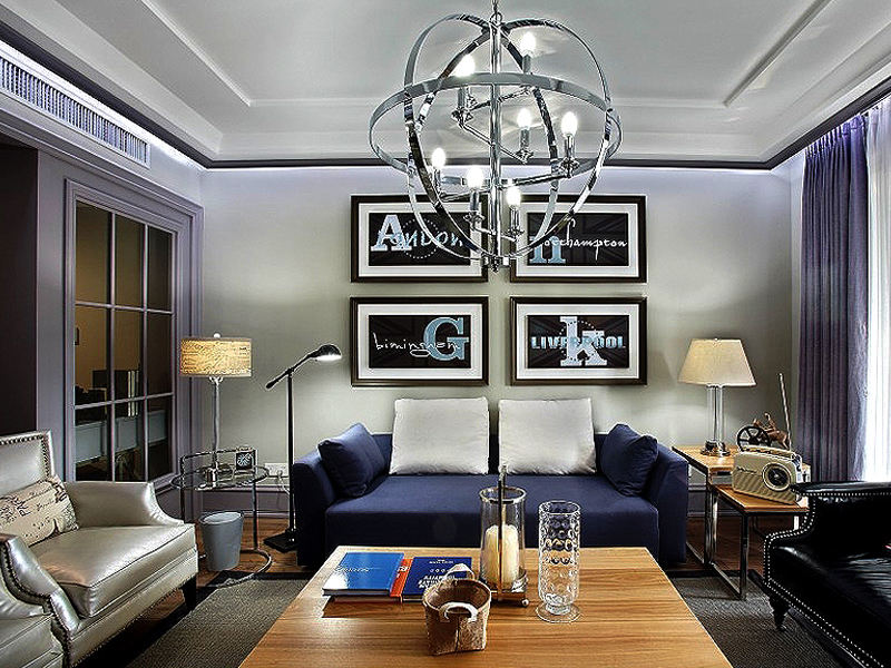 美式地中海客厅沙发背景墙效果图