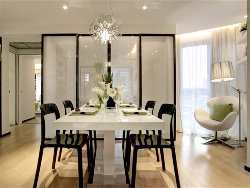 简洁明亮黑白简约风格餐厅装饰效果图